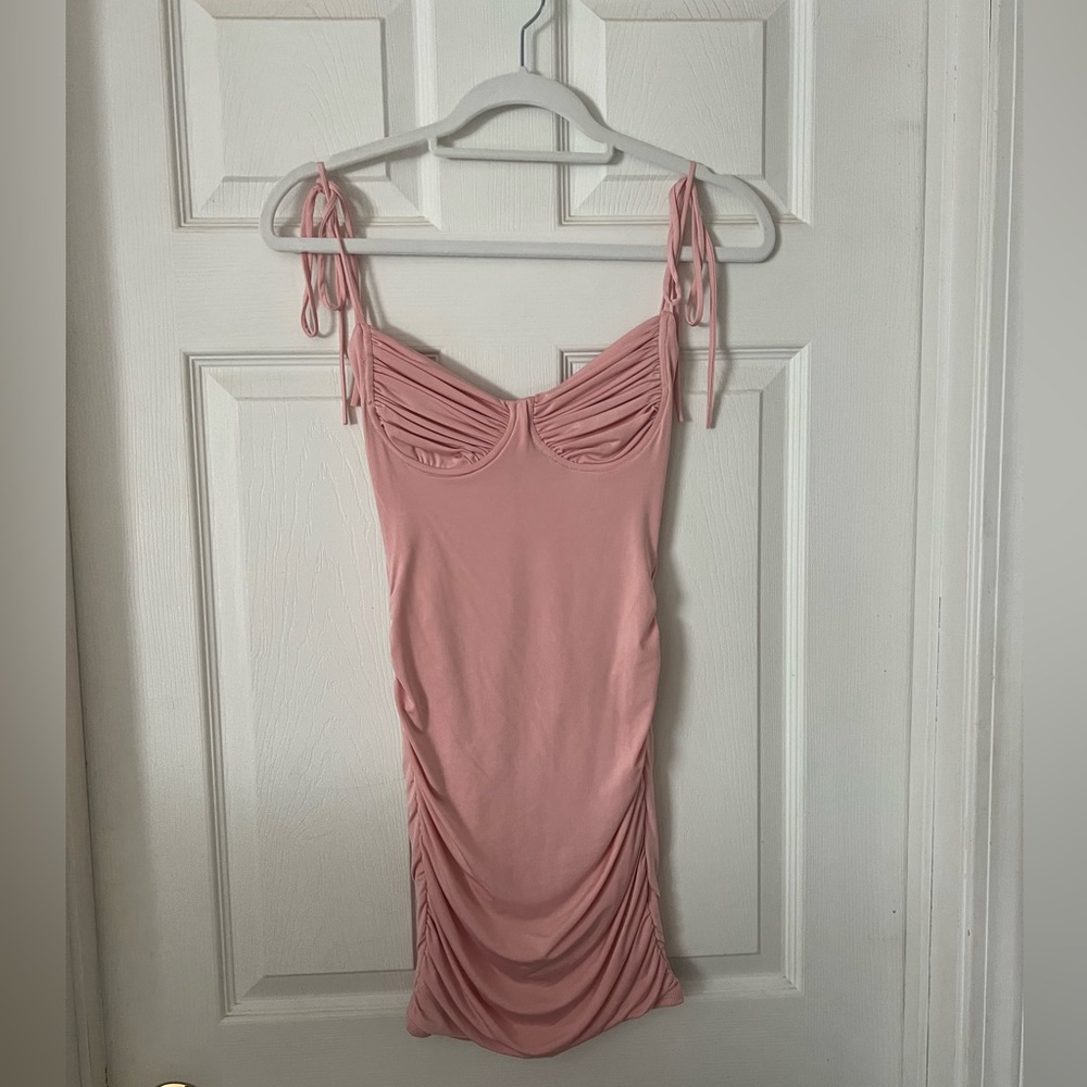 Lucy in the sky pink low back mini dress in perfect condition